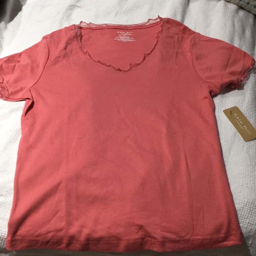 Kate hill peach 💯 supima Cotton T-shirt peach S
